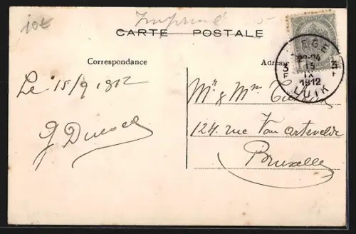 AK Liége, La gare des Guillemins, Strassenbahn