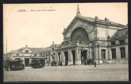 AK Liége, Gare des Guillemins, Strassenbahn