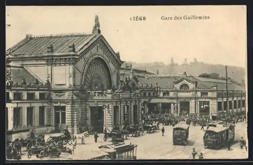 AK Liège, Gare des Guillemins, Bahnhof, Strassenbahn