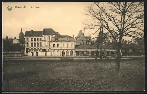 AK Dixmude, La gare, Bahnhof und Hotel
