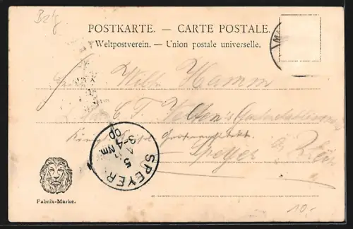 AK Louvain, Bahnhof und Denkmal von S. Vandemeyer