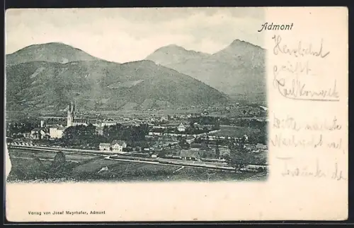 AK Admont, Ortsansicht mit Bahnhof