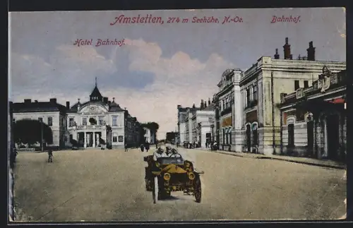 AK Amstetten, Bahnhof und Hotel Bahnhof