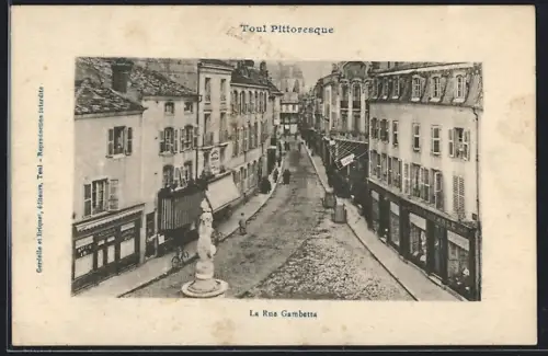 AK Toul, La Rue Gambetta, Strassenpartie