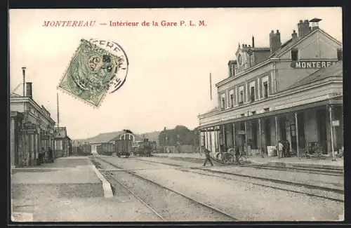 AK Montereau, Intérieur de la Gare P. L. M., Bahnhof