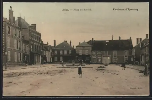 AK Avize, Place du Marche et Fontaine