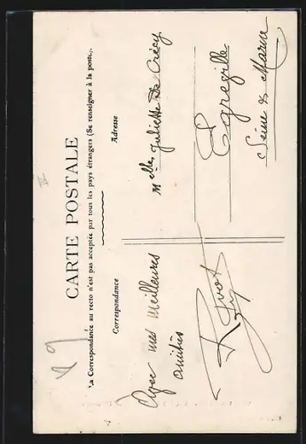 AK Villeneuve-la-Guyard, Rue Houssaye, Turmuhr