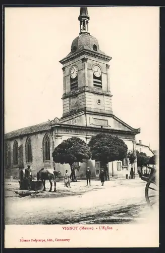 AK Vignot, L`Eglise, Pferd trinkt am Brunnen