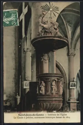AK Saint-Jean-de-Losne, Intérieur de l'Église, la Chaire à precher