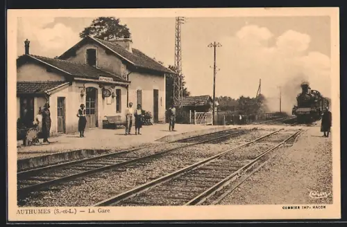 AK Authumes, La Gare, Bahnhof