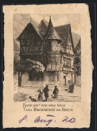 Künstler-AK Bacharach /Rhein, Altes Haus