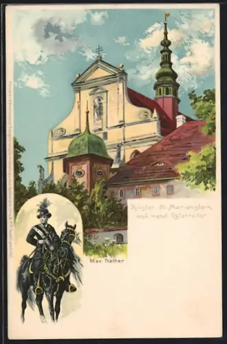 Lithographie Kloster St. Marienstern, Kloster und wend. Osterreiter, Max Näther