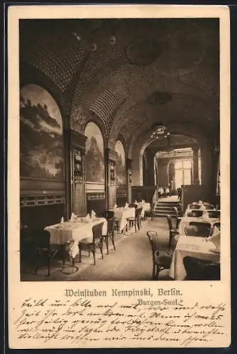 AK Berlin, Burgen-Saal in der Weinstube Kempinski