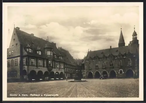 AK Goslar a. Harz, Blick auf das Rathaus und die Kaiserworth