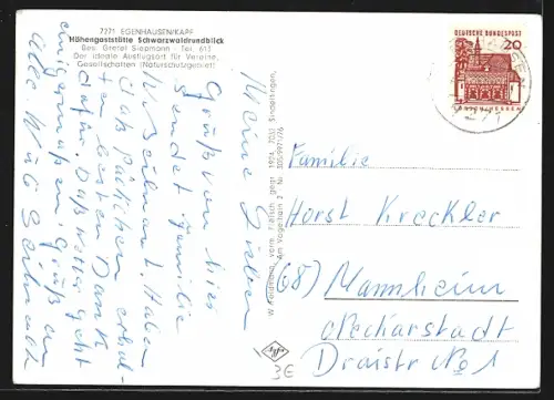 AK Egenhausen-Kapf /Schwarzwald, Höhen-Gasthof Schwarzwaldrundblick, Mecki und Micki