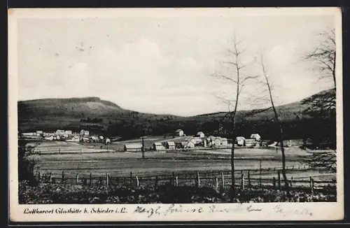 AK Glashütte b. Schieder, Ortsansicht des Luftkurortes mit Fremdenheim Lessmann