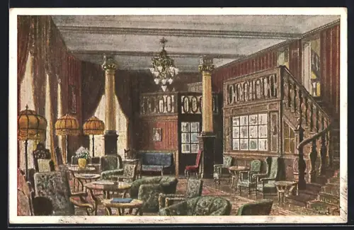 AK Eisenach, Hotel Kaiserhof, Innenhalle