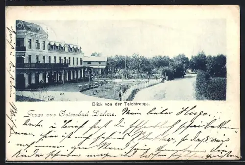 AK Dahme / Ostsee, Blick von der Teichtreppe