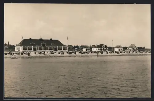 AK Dahme i. Holst., Blick auf den Strand von See her