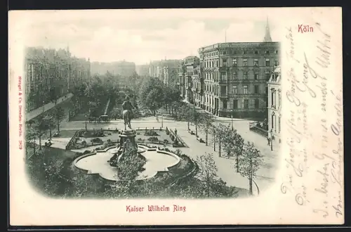 AK Köln-Neustadt, Statue am Kaiser Wilhelm Ring