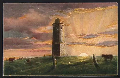 Künstler-AK Brocken, Sonnenaufgang auf dem Brocken