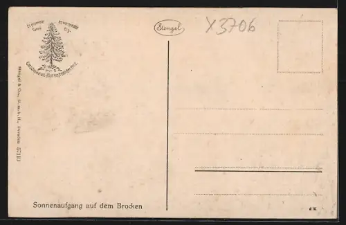 Künstler-AK Brocken, Sonnenaufgang auf dem Brocken