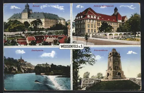 AK Weissenfels a. S., Schloss, Reform-Gymnasium, Saalepartie