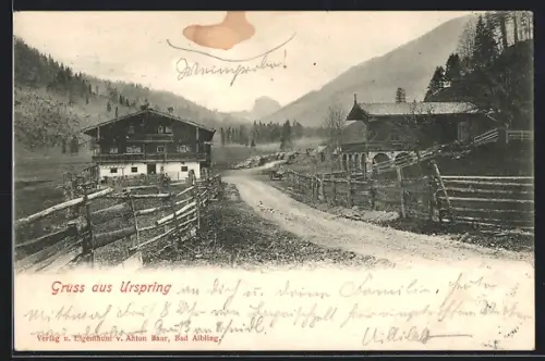 AK Thiersee, Urspring, Landstrasse mit Häusern