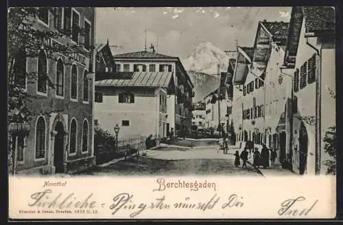 AK Berchtesgaden, Nonnthal-Strasse mit Hotel