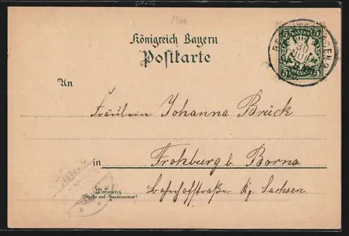 Lithographie Berchtesgaden, Ortsansicht mit Bergpanorama