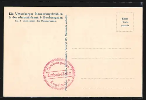 AK Berchtesgaden, Untersberger Marmorkugelmühlen in der Almbachklamm