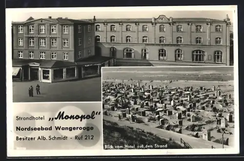 AK Wangerooge, Strandhotel Monopol, Blick auf den Strand