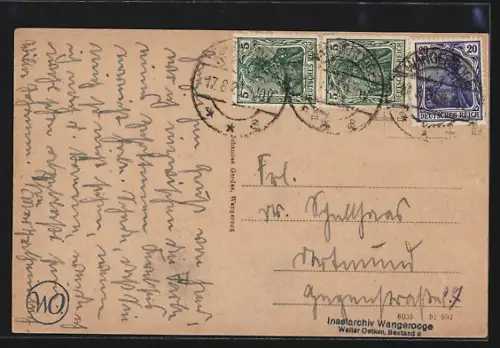 AK Wangerooge, Zedilius-Strasse mit Leuchtturm