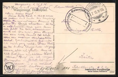 AK Wangerooge, Strasse am Damenpfad