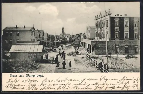 AK Wangerooge, Zedeliusstrasse mit Passanten
