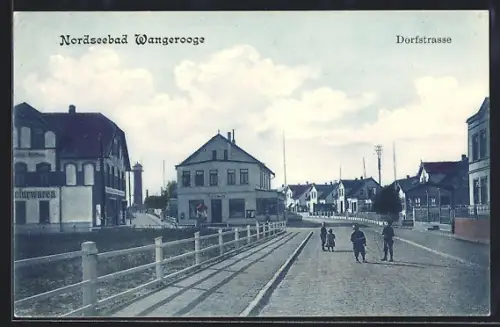 AK Wangerooge, Zedeliusstrasse mit Kindern und Restaurant