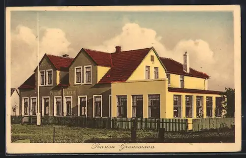 AK Wangerooge, Hotel Pension Grunemann mit Zaun