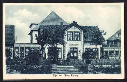 AK Wangerooge, Hotel Pension Haus Peters mit Garten