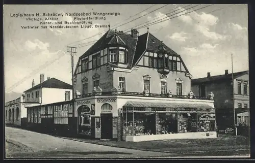 AK Wangerooge, Hotel H. Schröder mit Kunst- und Buchhandlung