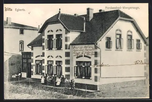 AK Wangerooge, Hotel Villa Egberts mit Besuchern