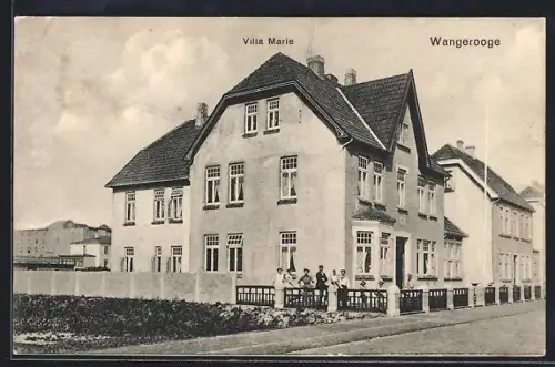 AK Wangerooge, Hotel Villa Marie mit Strassenpartie