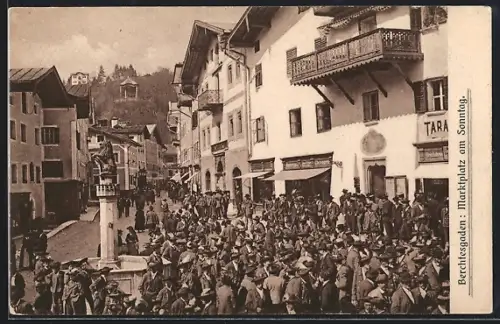 AK Berchtesgaden, Marktplatz am Sonntag
