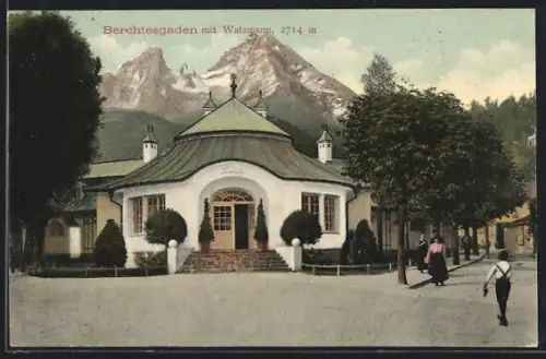 AK Berchtesgaden, Lesehalle, Blick zum Watzmann
