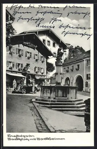AK Berchtesgaden, Marktplatz mit Marktbrunnen
