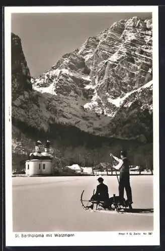 AK St. Bartholomä, Blick zum Watzmann