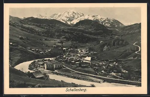 AK Schellenberg / Obb., Ortsansicht mit Bergpanorama