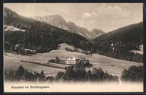 AK Berchtesgaden, Gasthaus Rosenhof mit Bergpanorama