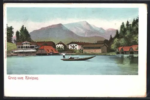 AK Königssee / Berchtesgaden, Boot auf dem See
