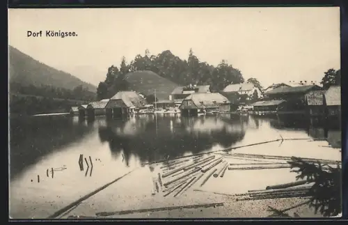AK Königsee / Berchtesgaden, Ortsansicht mit Seepartie