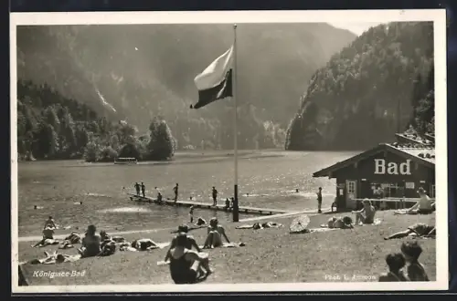 AK Königssee / Berchtesgaden, Badegäste and Strand
